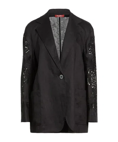 Max Mara Linen Blazer In Black