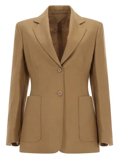 Max Mara Linen Blazer In Brown