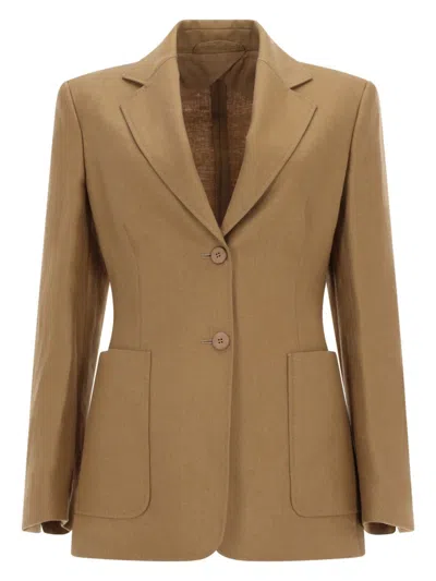 Max Mara Linen Blazer In Brown