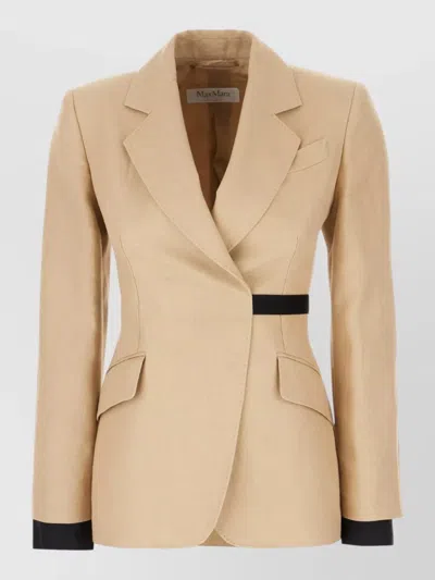 Max Mara Linen Blazer Notch Lapel Flap Pockets