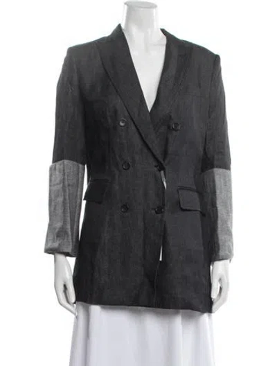Pre-owned Max Mara Linen Blazer W/ Tags In Gray