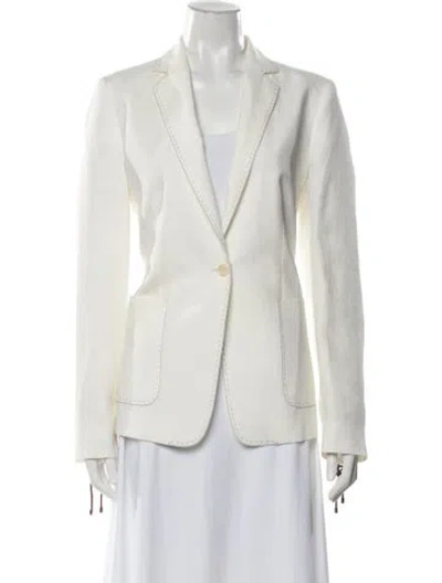Pre-owned Max Mara Linen Blazer In White