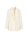 Max Mara Single-breasted Blazer In Shetland In White