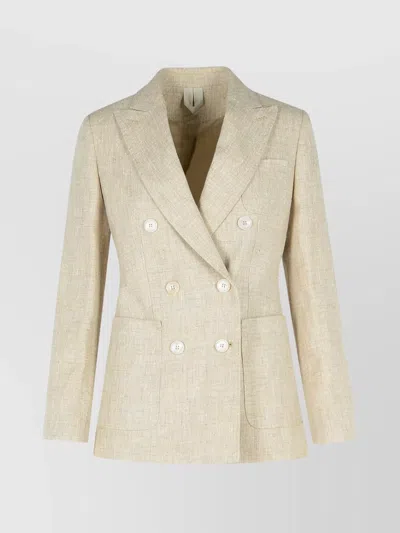 MAX MARA LINEN BLEND BLAZER NOTCHED LAPELS