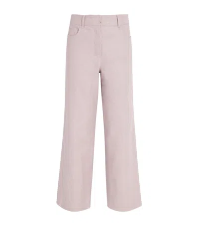 Max Mara Linen-blend Wide-leg Trousers In Pink