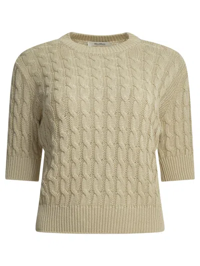 Max Mara Linen Cable-knit Sweater Knitwear Beige In Neutral