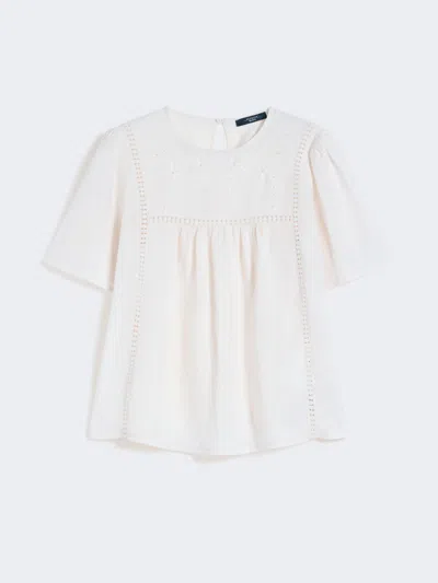 Max Mara Linen Canvas And Stretch Jersey Top In Neutral