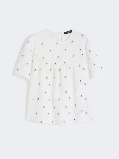 Max Mara Linen Canvas And Stretch Jersey Top In White