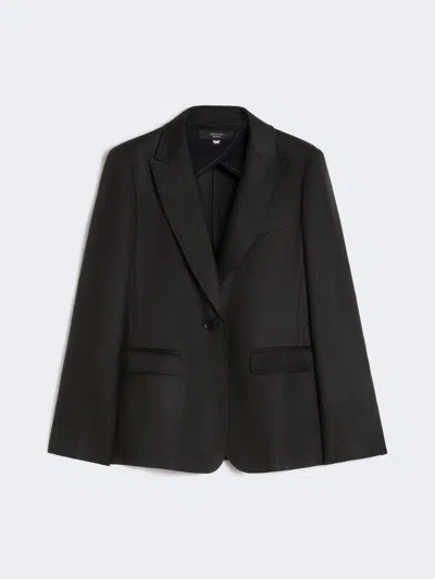 Max Mara Linen Canvas Blazer In Black