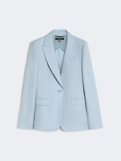 Max Mara Linen Canvas Blazer In Blue