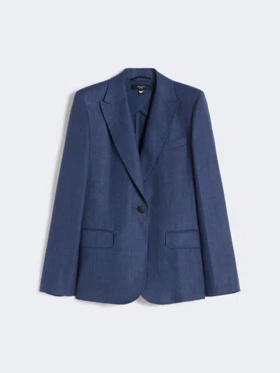 Max Mara Linen Canvas Blazer In Blue