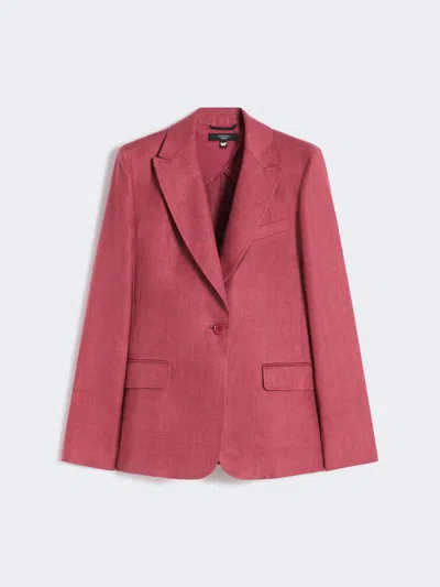 Max Mara Linen Canvas Blazer In Red