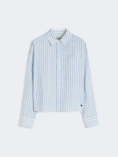 Max Mara Linen Canvas Boxy Shirt In Blue