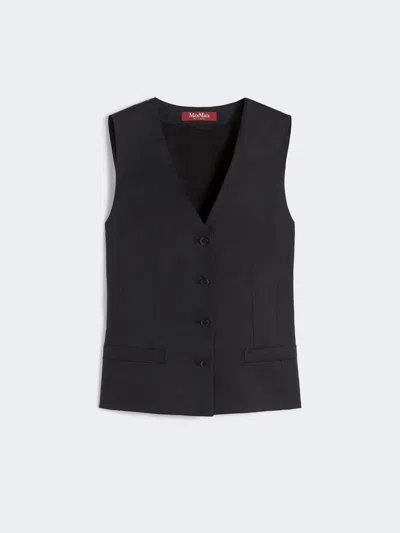 Max Mara Linen Canvas Gilet In Black