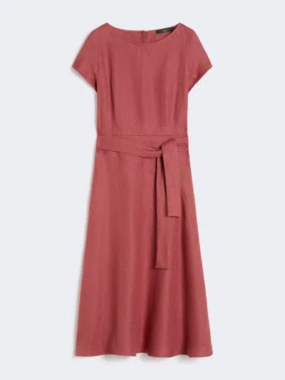 Max Mara Linen Canvas Midi Dress In Red