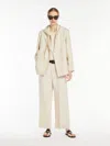 Max Mara Linen Canvas Palazzo Trousers In Beige