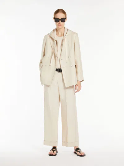 Max Mara Linen Canvas Palazzo Trousers In Gold