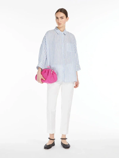 Max Mara Linen Canvas Shirt In Blue