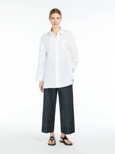 Max Mara Linen Canvas Shirt In White