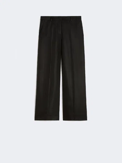 Max Mara Linen Canvas Trousers In Black