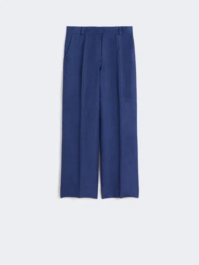 Max Mara Linen Canvas Trousers In Blue