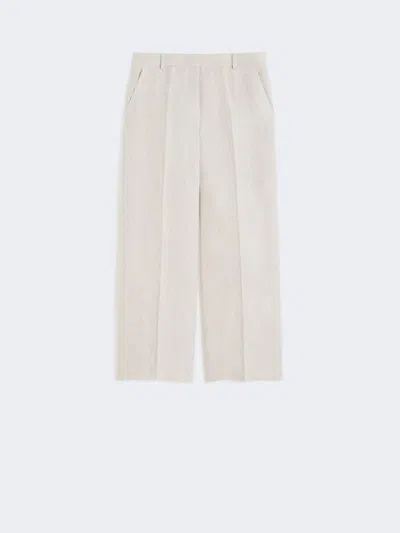 Max Mara Linen Canvas Trousers In Neutral