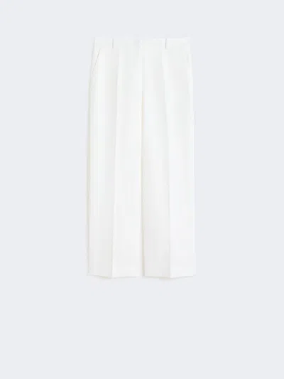 Max Mara Linen Canvas Trousers In White