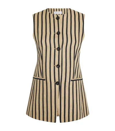 MAX MARA LINEN-COTTON-BLEND STRIPE WAISTCOAT