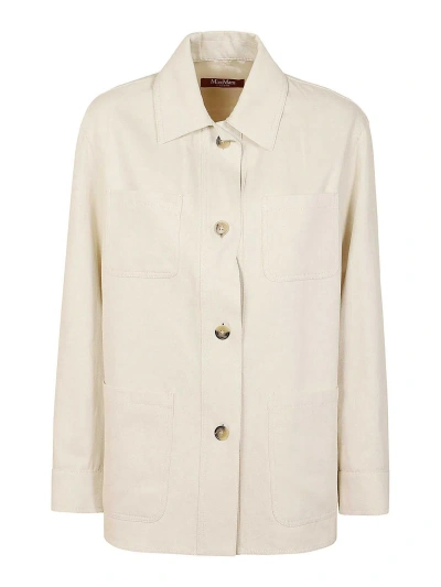 Max Mara Linen Cotton Shirt Jacket In Light Beige