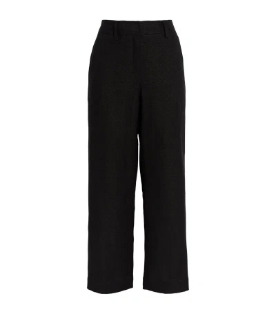 Max Mara Linen-cotton Tailored Trousers In Black