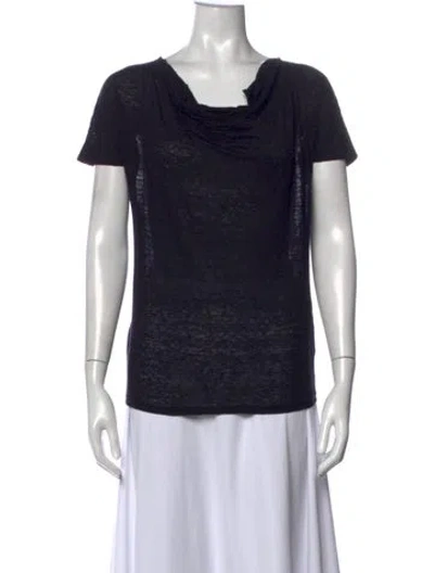 Pre-owned Max Mara Linen Cowl Neck T-shirt In Blue