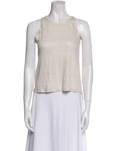 Pre-owned Max Mara Linen Crew Neck Crop Top In Neutral