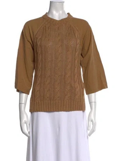 Pre-owned Max Mara Linen Crew Neck Sweater In Brown
