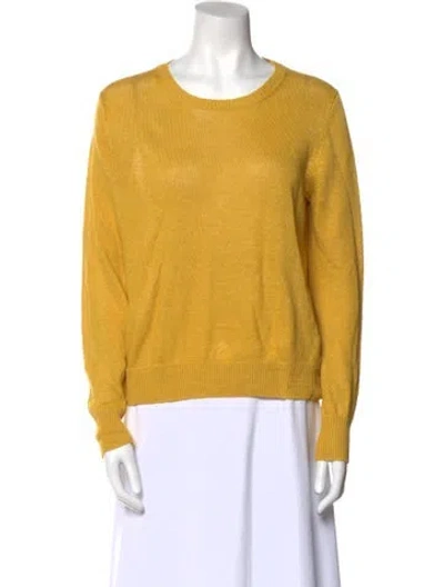 Pre-owned Max Mara Linen Crew Neck Sweater In Yellow