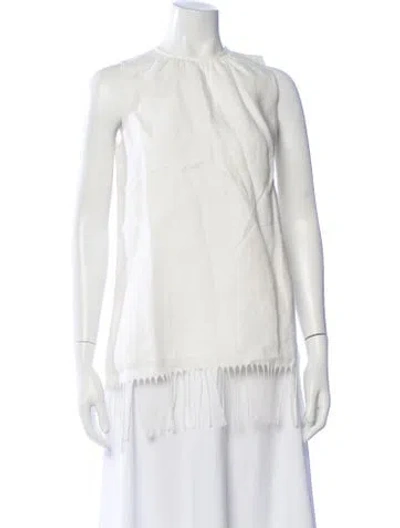 Pre-owned Max Mara Linen Crew Neck Top In Gray
