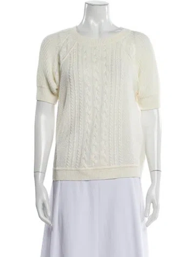 Pre-owned Max Mara Linen Crew Neck Top In Neutral
