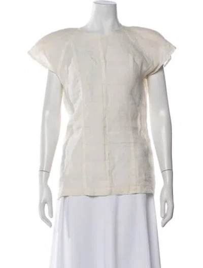 Pre-owned Max Mara Linen Crew Neck Top In Neutral