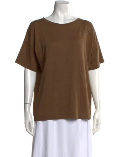 Pre-owned Max Mara Linen Crew Neck T-shirt In Brown