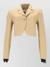 Max Mara -style Cropped Diagonal Linen Jacket In Nude