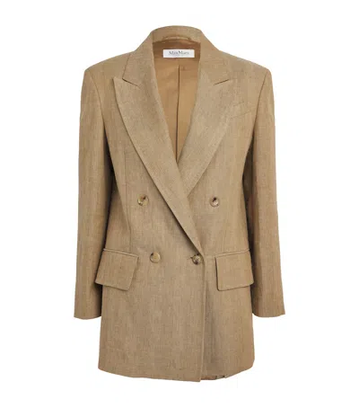 Max Mara Linen Double-breasted Blazer In Multicolor