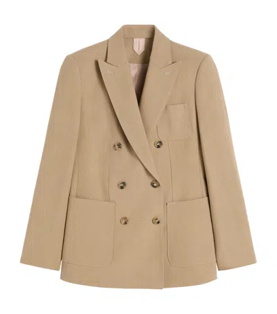 Max Mara Linen Double-breasted Blazer In Neutral