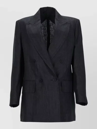 Max Mara Linen Double-breasted Suit Jacket