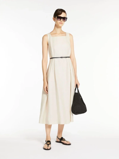Max Mara Linen Dress With Belt In Beige