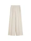 Max Mara High Waist Wide Leg Pleated Trousers In White