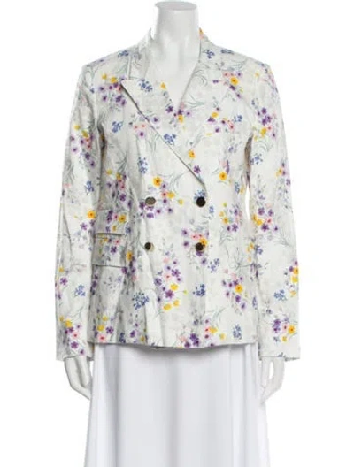 Pre-owned Max Mara Linen Floral Print Blazer In Multi