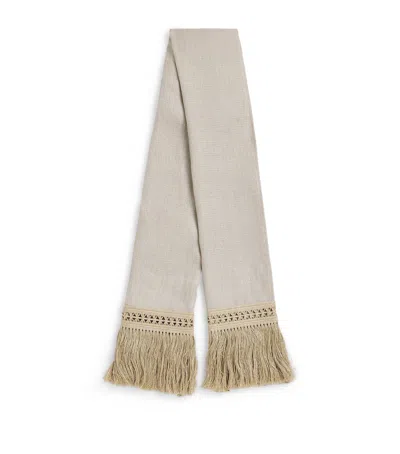 Max Mara Linen Fringed Scarf