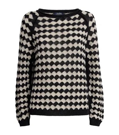 Max Mara Linen Geometric-knit Sweater In Nude