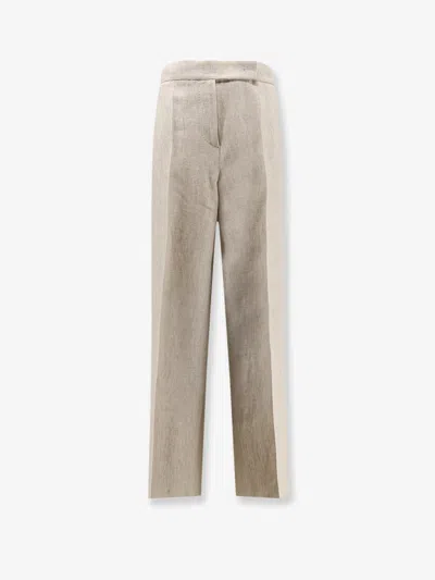 Max Mara Linen Ginnico Trousers In Sand
