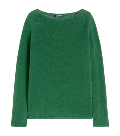 Max Mara Linen Giolino Sweater In Green