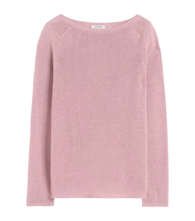 Max Mara Linen Giolino Sweater In Pink